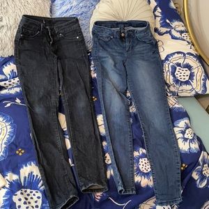 Blue and dark blue jeans